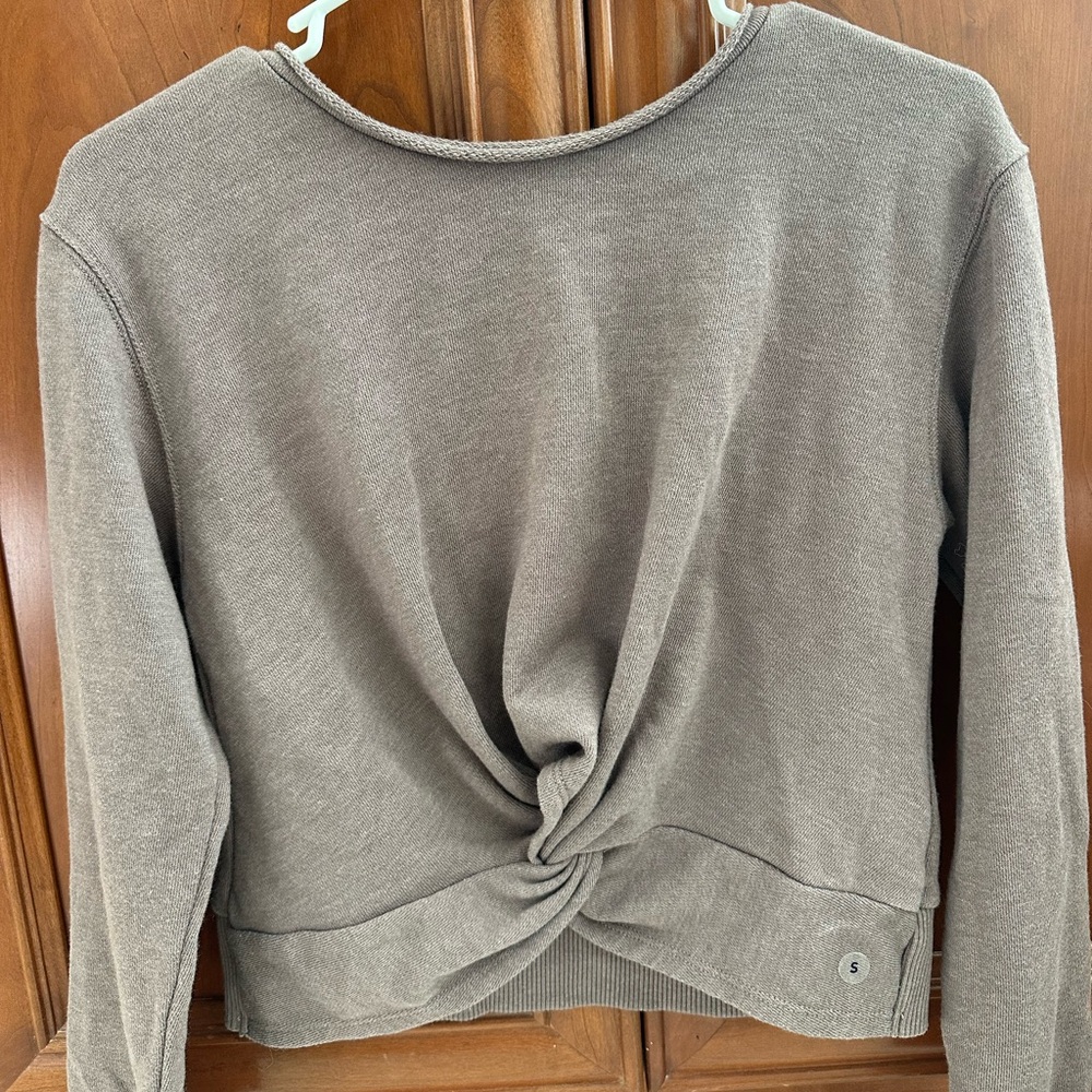 Aerie Twist-Front Taupe Sweatshirt
